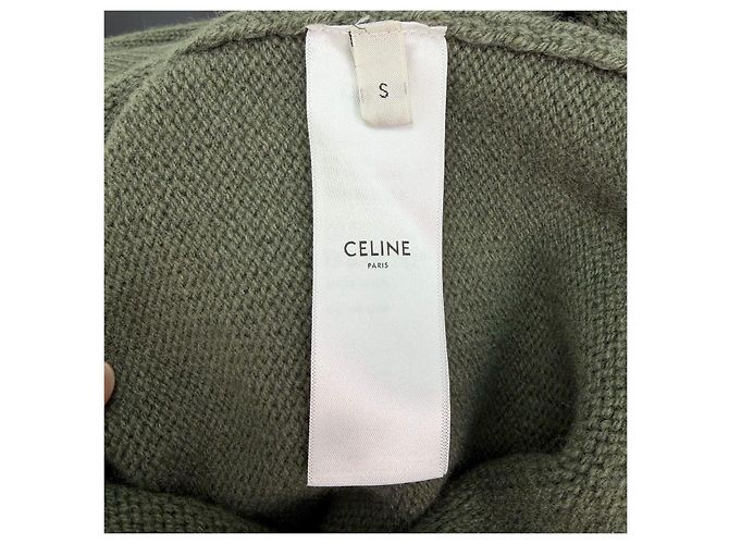 Céline Strickpullover aus Wolle in Grün mit Stickerei Mehrfarben - Ansicht 6
