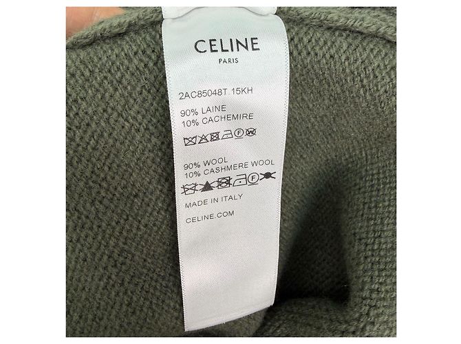 Céline Strickpullover aus Wolle in Grün mit Stickerei Mehrfarben - Ansicht 7