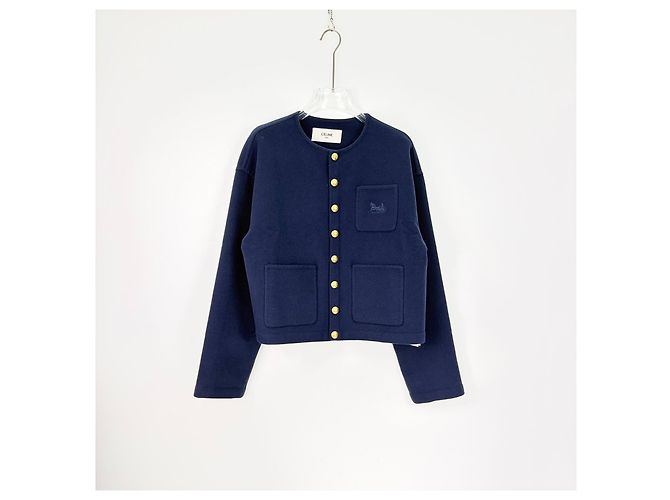 Céline Navy Cashmere Jacket with Gold Buttons Multiple colors - view 3