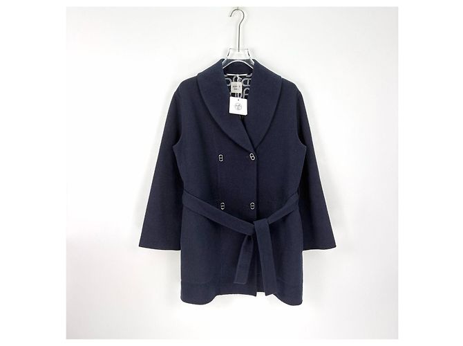 Cappotto Hermès in lana blu navy Multicolore - vista 3