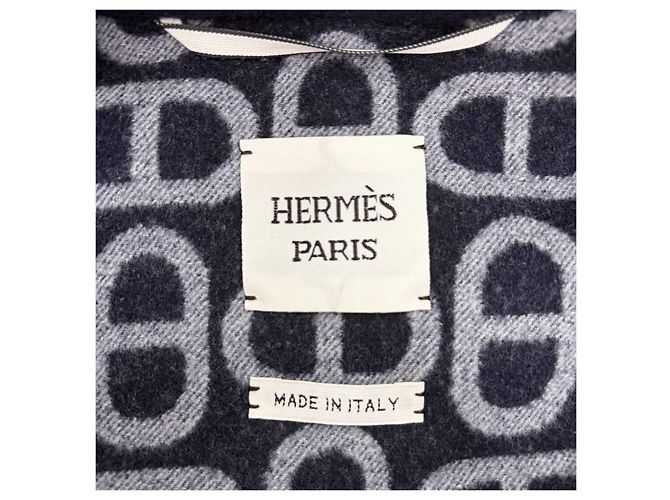Cappotto Hermès in lana blu navy Multicolore - vista 5