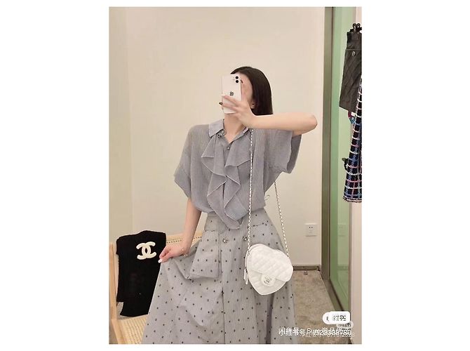 Top Chanel de seda listrado Multicor - vista 2