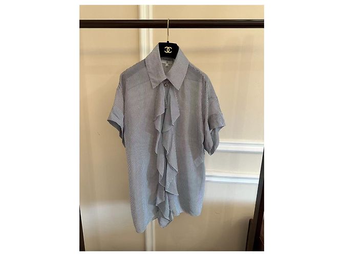 Top Chanel de seda listrado Multicor - vista 4
