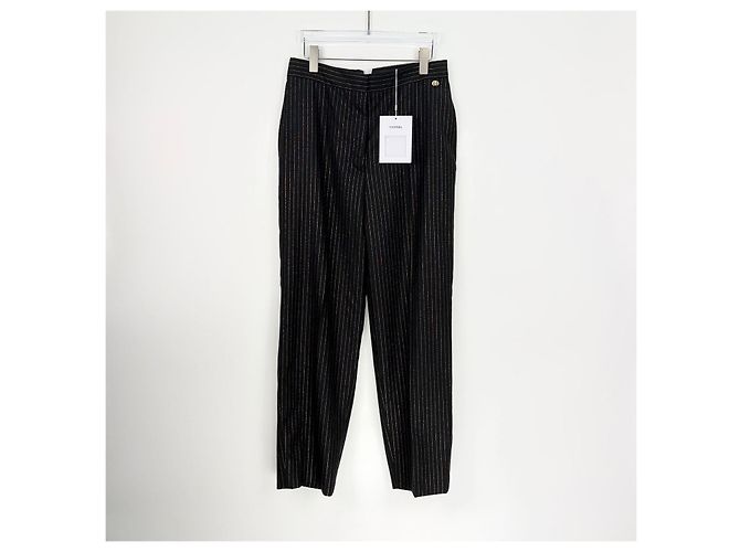 Pantalones Chanel Negros de Lana Multicolor - vista 3