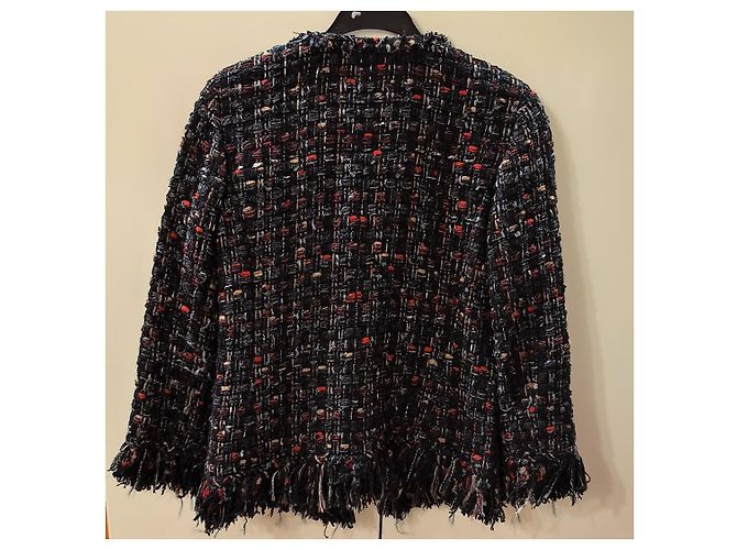 Chanel Tweed Jacke mit Fransen-Details Mehrfarben - Ansicht 4