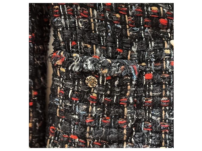 Chanel Tweed Jacke mit Fransen-Details Mehrfarben - Ansicht 6