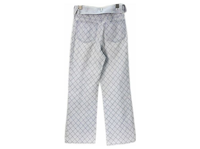 Chanel Hose Navy Denim mit gestepptem Rautenmuster - Ansicht 2