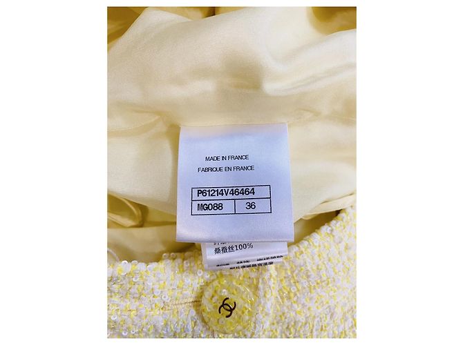 Falda Chanel de tweed amarillo con lentejuelas Multicolor - vista 8