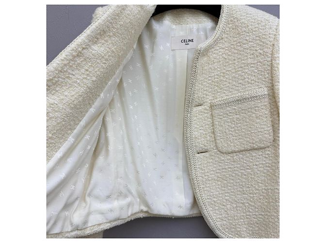 Céline Jacke aus Wolle mit Monogramm Ecru Mehrfarben - Ansicht 2