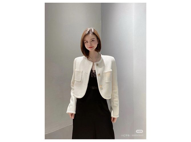 Céline Jacke aus Wolle mit Monogramm Ecru Mehrfarben - Ansicht 8