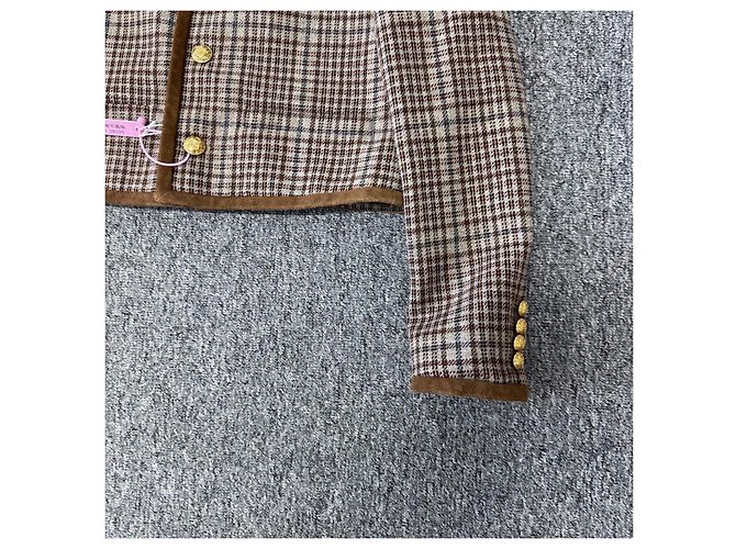 Céline Wool Check Jacket Brown Size 36 Multiple colors - view 3