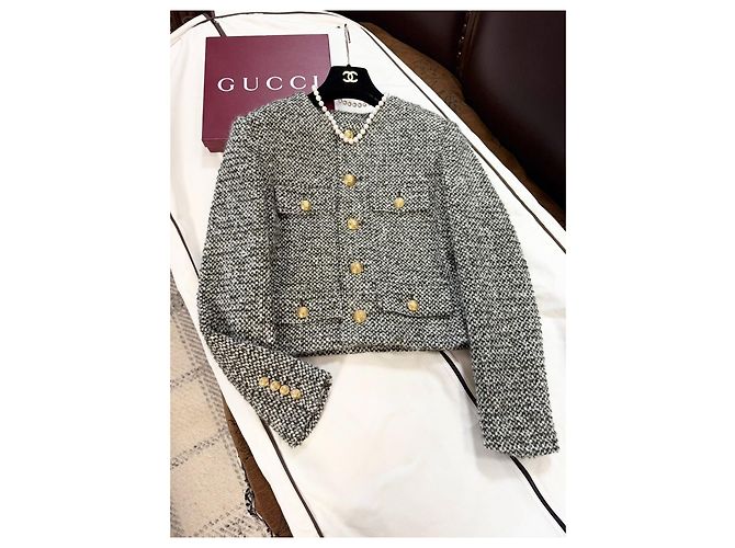 Céline Green Tweed Jacket with Gold Buttons Size 36 Multiple colors - view 5