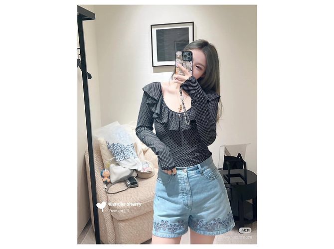 Shorts Chanel de denim con detalle cut-out Multicolor - vista 6