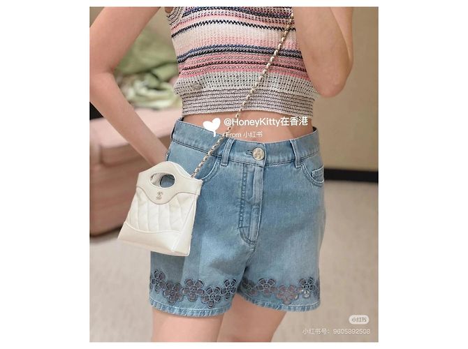 Shorts Chanel de denim con detalle cut-out Multicolor - vista 8