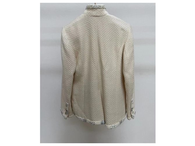 Chanel Bombay Serie Tweed Jacke Ecru Größe 40 Mehrfarben - Ansicht 5
