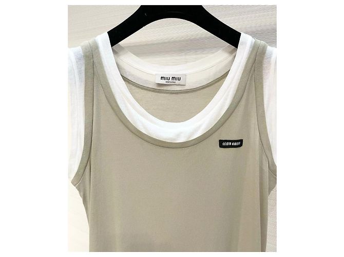 Top Miu Miu in cotone senza maniche effetto due pezzi Multicolore - vista 4