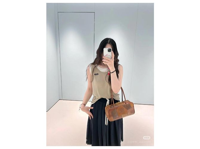 Top Miu Miu in cotone senza maniche effetto due pezzi Multicolore - vista 8
