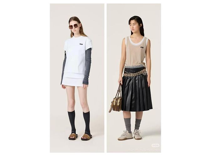 Top Miu Miu in cotone senza maniche effetto due pezzi Multicolore - vista 9
