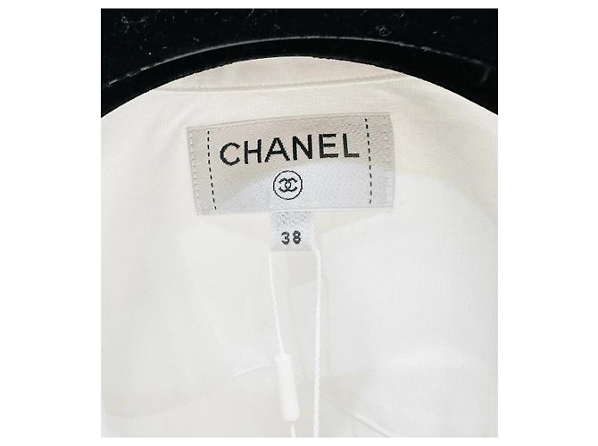 Top Chanel a Righe in Cotone Bianco Taglia 38 Multicolore - vista 2