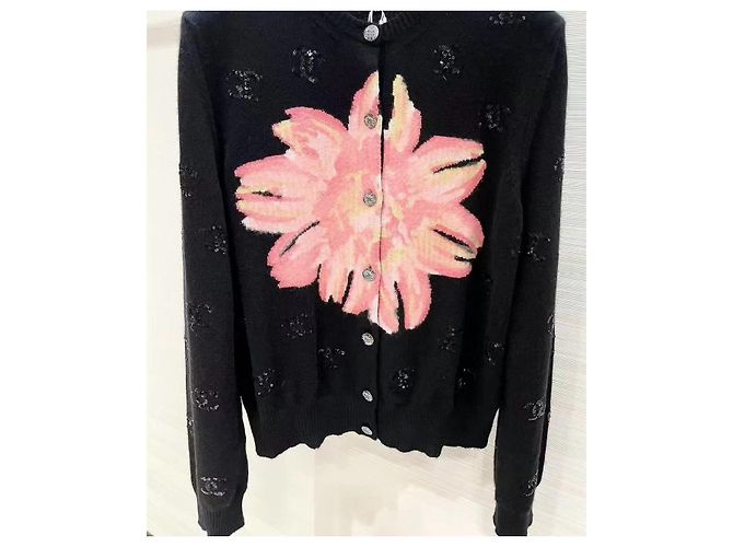 Chanel Strickjacke aus Kaschmir mit Pailletten Mehrfarben - Ansicht 2