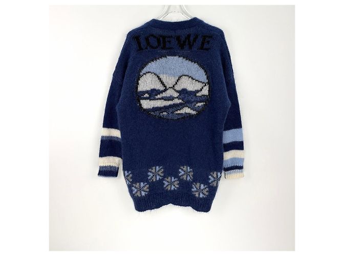 Malha Loewe de lã azul marinho Multicor - vista 4