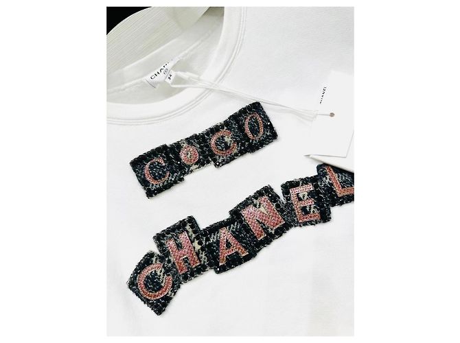 Top Chanel de algodón de manga corta con detalle bordado Multicolor - vista 4