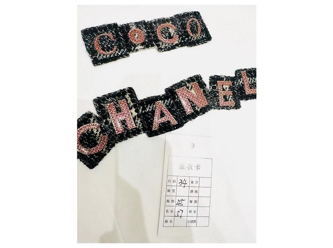 Top Chanel de algodón de manga corta con detalle bordado Multicolor - vista 6