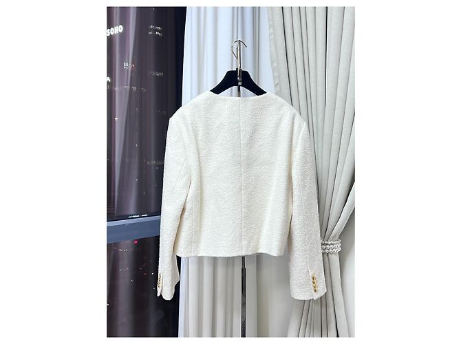 Céline White Tweed Jacket with Gold Buttons Size 40 Multiple colors - view 3