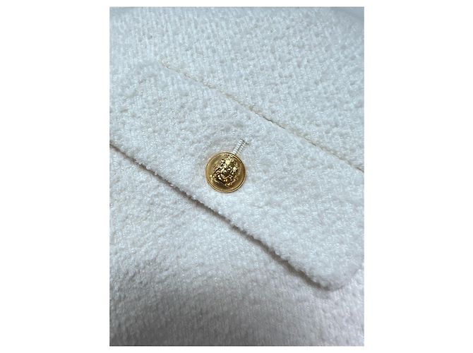 Céline White Tweed Jacket with Gold Buttons Size 40 Multiple colors - view 5