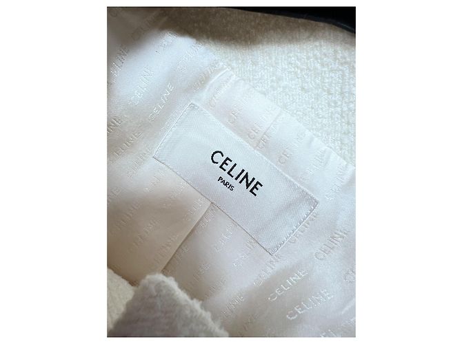 Céline White Tweed Jacket with Gold Buttons Size 40 Multiple colors - view 6