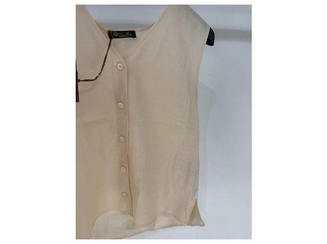 Top Loro Piana de lino rosa Multicolor - vista 3