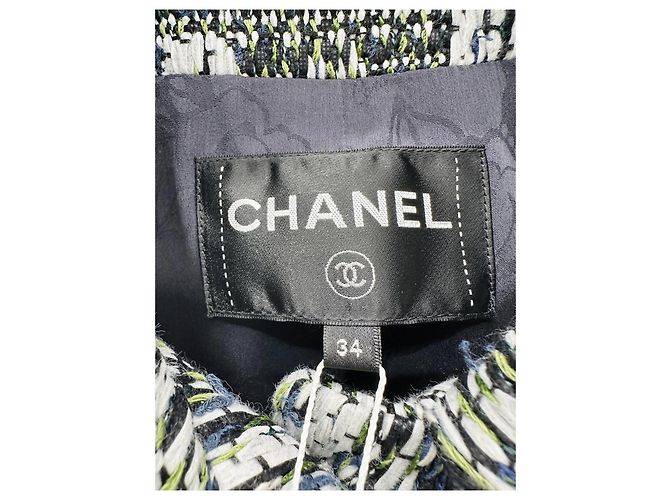 Top Chanel Waterfall in Tweed con Frange Multicolore - vista 2