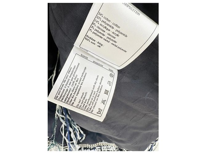 Top Chanel Waterfall in Tweed con Frange Multicolore - vista 7
