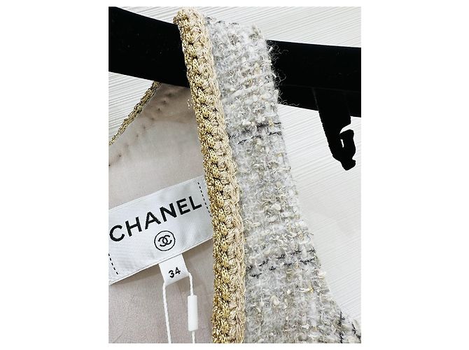 Chanel Kleid aus grauem Tweed Mehrfarben - Ansicht 3