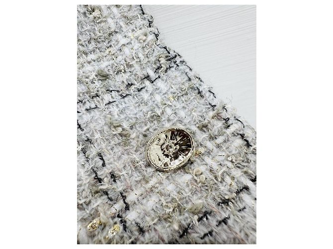 Chanel Kleid aus grauem Tweed Mehrfarben - Ansicht 4