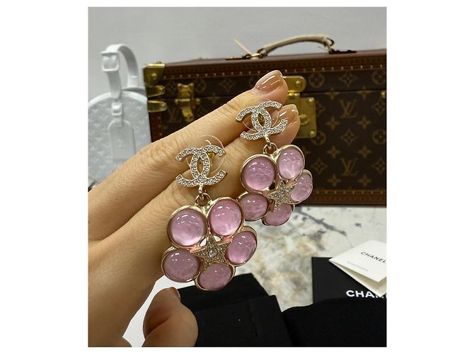 Orecchini Chanel di Perle Rosa Logo Double-C Multicolore - vista 3