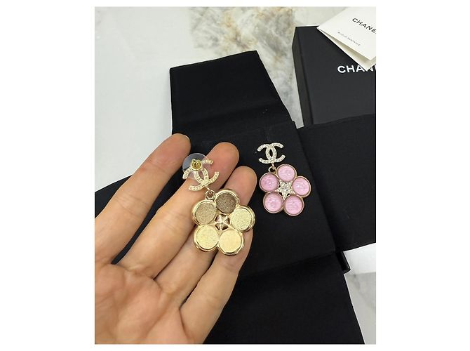 Orecchini Chanel di Perle Rosa Logo Double-C Multicolore - vista 4