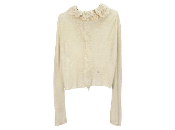 Autre Marque Pull Dior en lin blanc avec bordure à volants Multicolore - vue 2