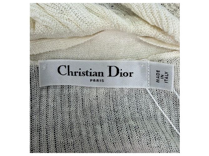 Autre Marque Pull Dior en lin blanc avec bordure à volants Multicolore - vue 5