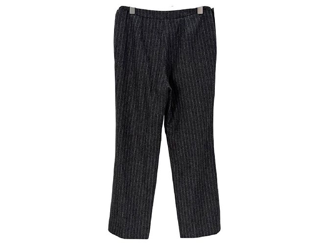 Pantalones Chanel de lana con rayas negro Multicolor - vista 2