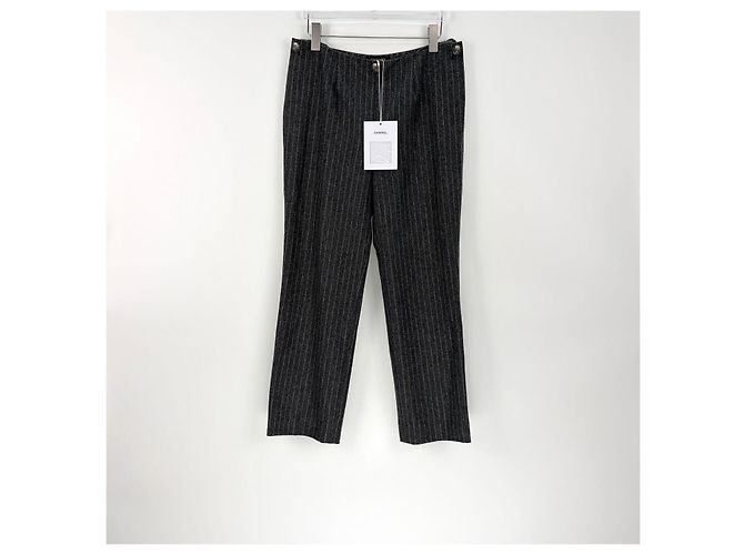 Pantalones Chanel de lana con rayas negro Multicolor - vista 3
