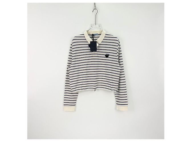 Top Prada de algodón blanco a rayas Multicolor - vista 3
