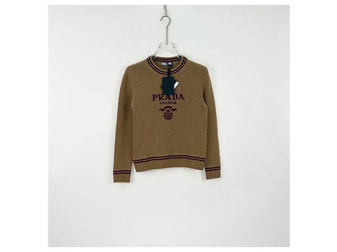 Pull Prada en laine kaki Multicolore - vue 3
