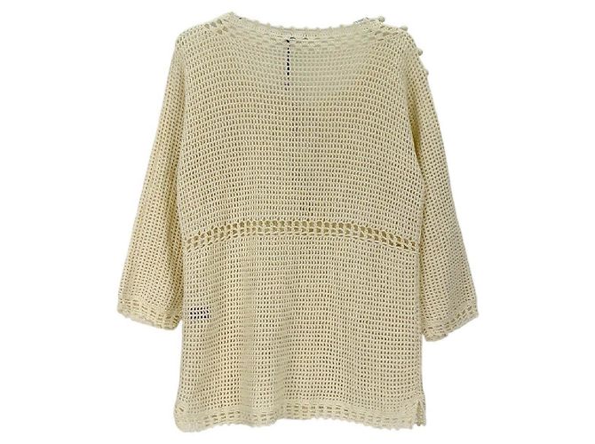 Top Céline de algodón blanco con detalle cut-out y mangas abullonadas Multicolor - vista 2