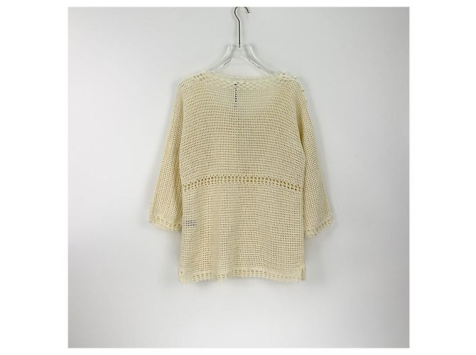 Top Céline de algodón blanco con detalle cut-out y mangas abullonadas Multicolor - vista 4