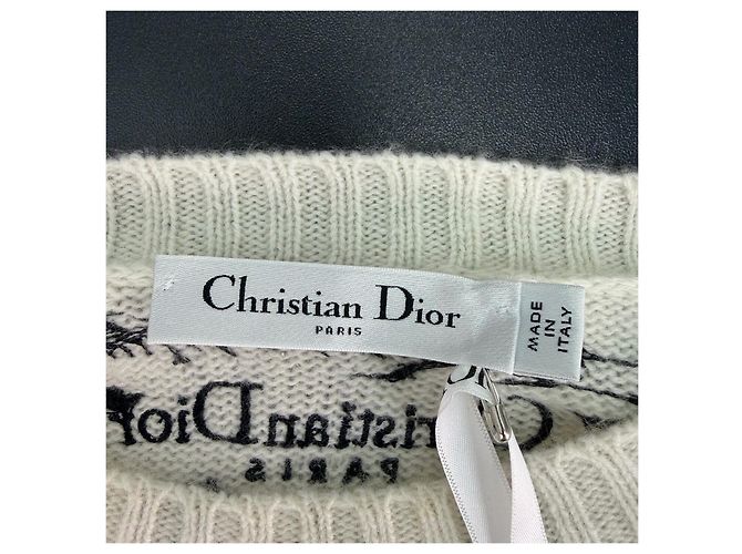 Autre Marque Pull Dior en cachemire blanc brodé Multicolore - vue 5
