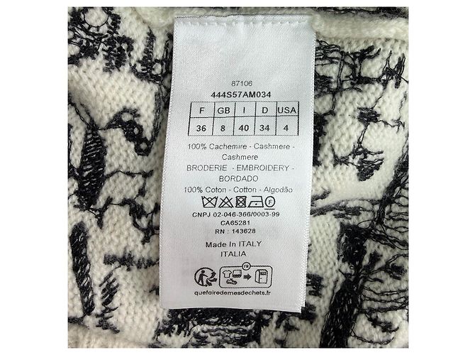 Autre Marque Pull Dior en cachemire blanc brodé Multicolore - vue 6