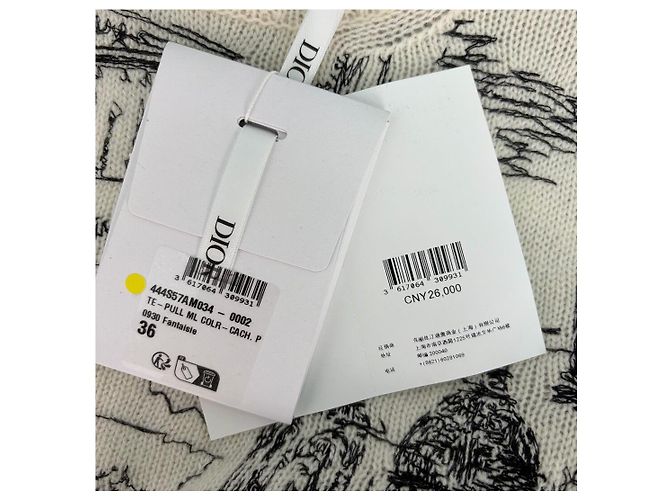 Autre Marque Pull Dior en cachemire blanc brodé Multicolore - vue 7