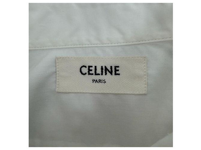 Céline Baumwoll Oberteil Weiß mit Logo Detail Mehrfarben - Ansicht 5