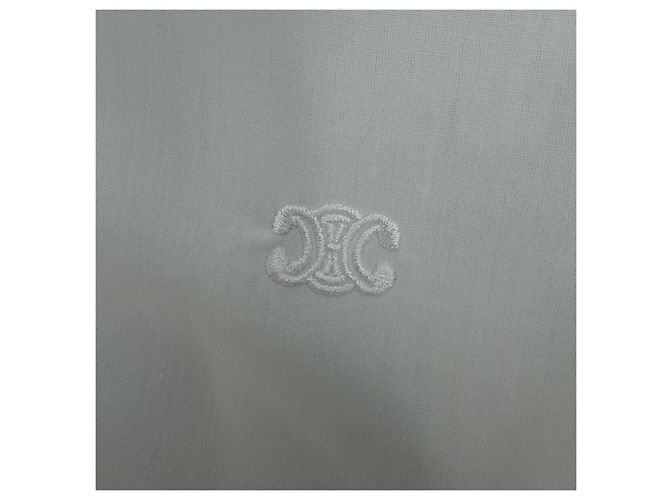 Céline Baumwoll Oberteil Weiß mit Logo Detail Mehrfarben - Ansicht 8